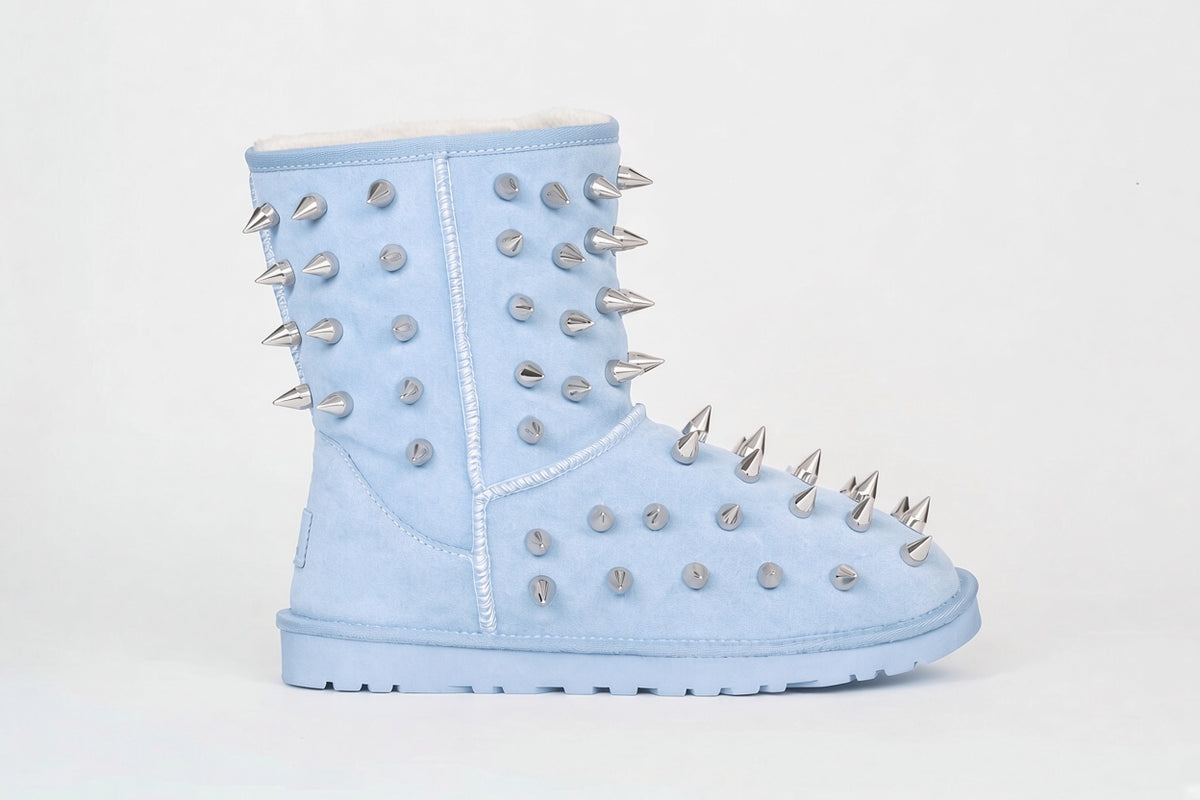 prngrphy Studded Suede Boot XL - BABY BLUE