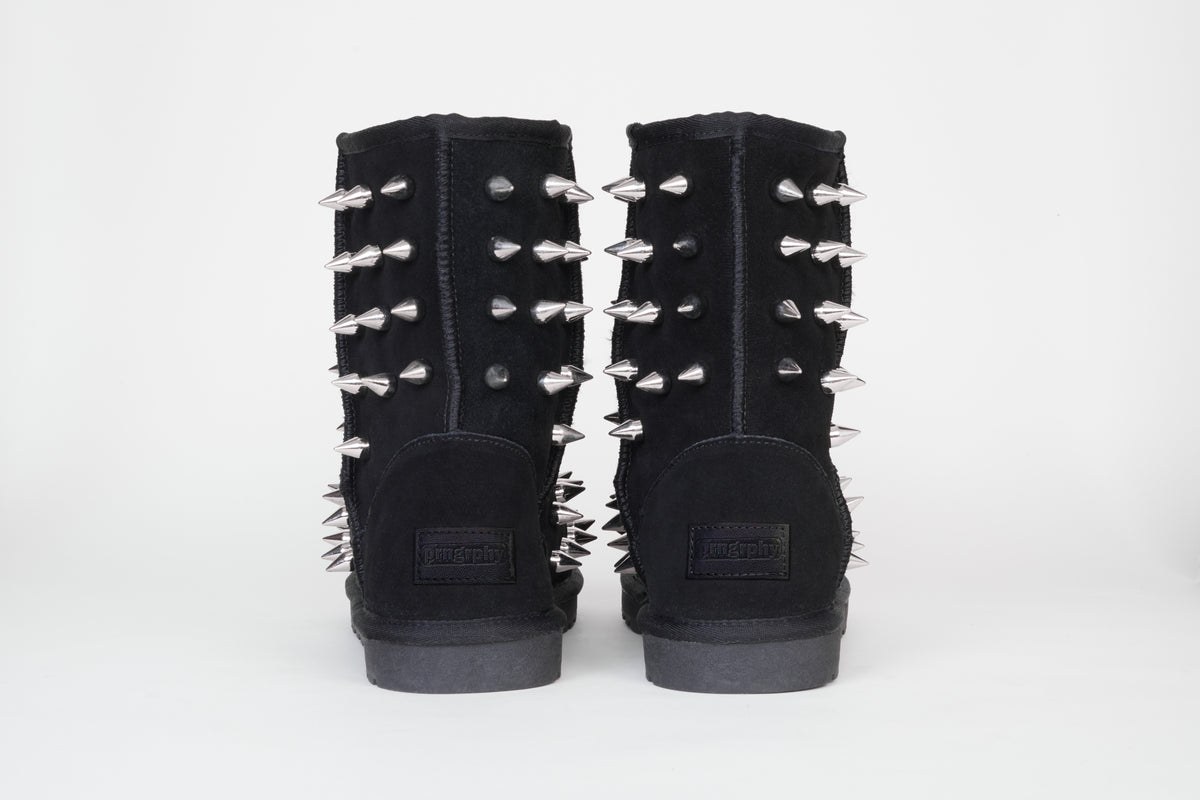 prngrphy Studded Suede Boot XL - ULTRA BLACK
