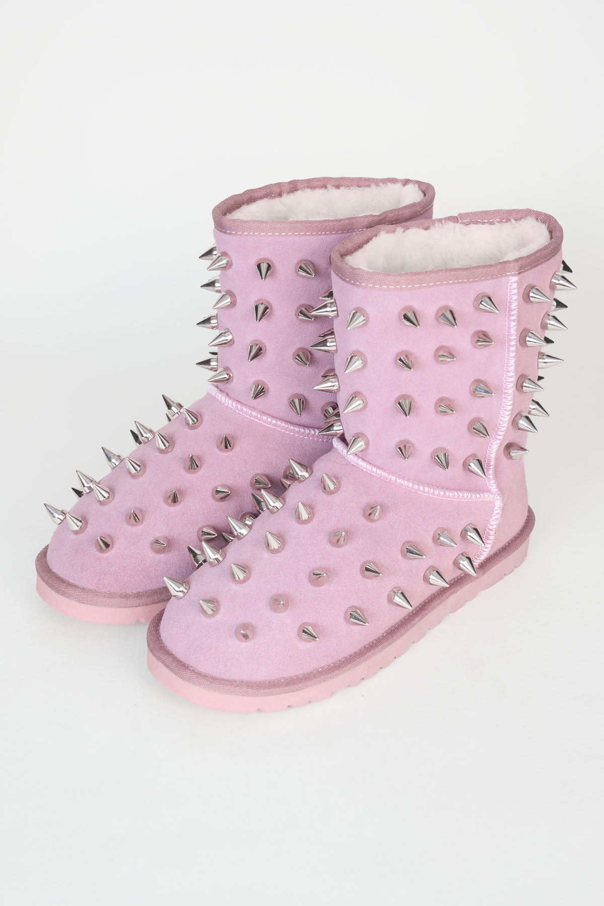 prngrphy Studded Suede Boot XL - GHOST PINK
