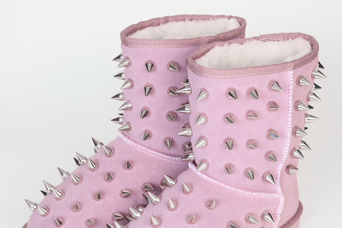 prngrphy Studded Suede Boot XL - GHOST PINK