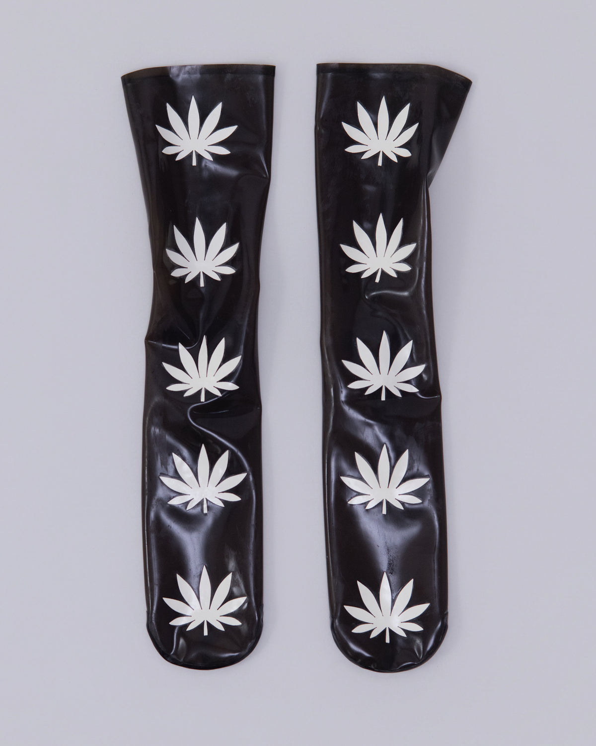 Prngrphy - Latex Weed Socks (Black/White)