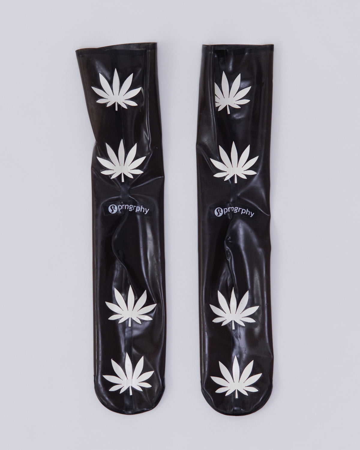Prngrphy - Latex Weed Socks (Black/White)