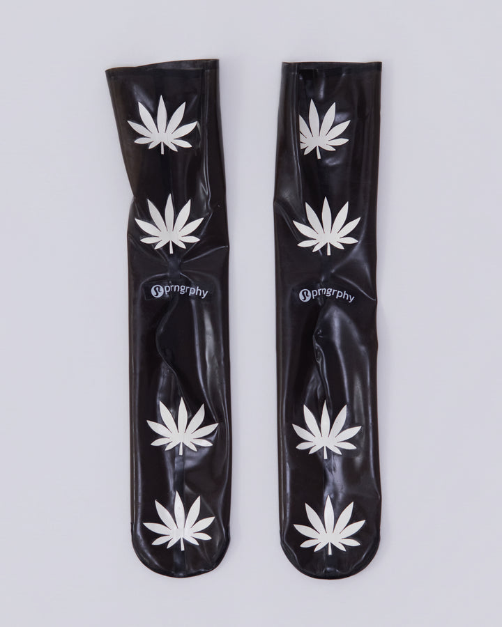Prngrphy - Latex Weed Socks (Black/White)