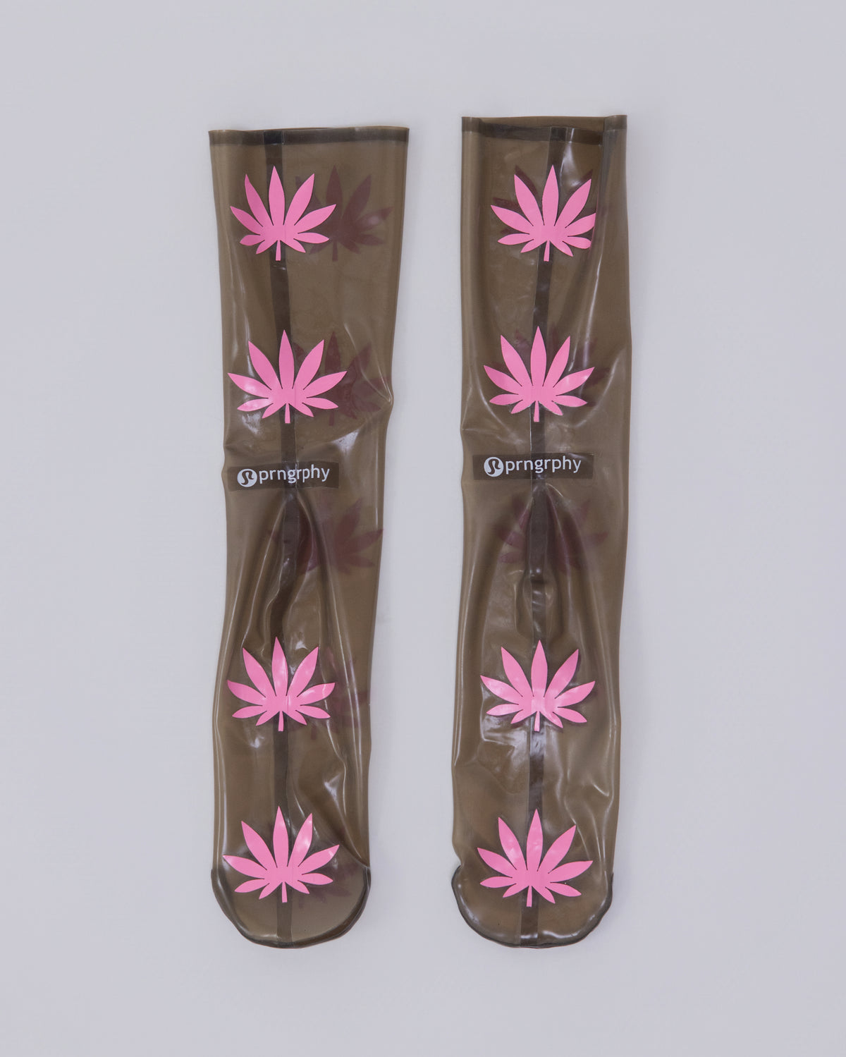 Prngrphy - Latex Weed Socks (Black/Pink)