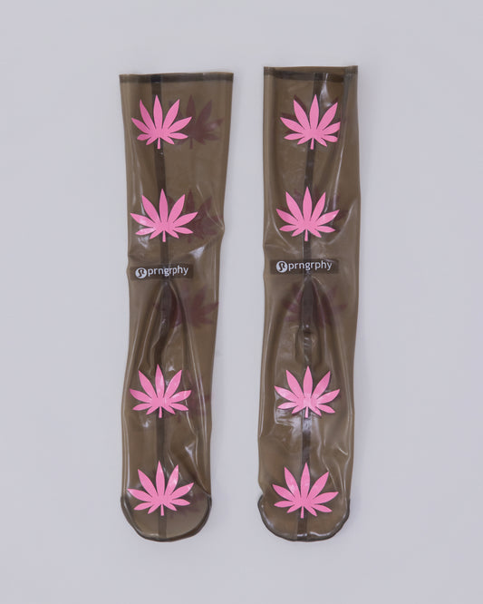 Prngrphy - Latex Weed Socks (Black/Pink)