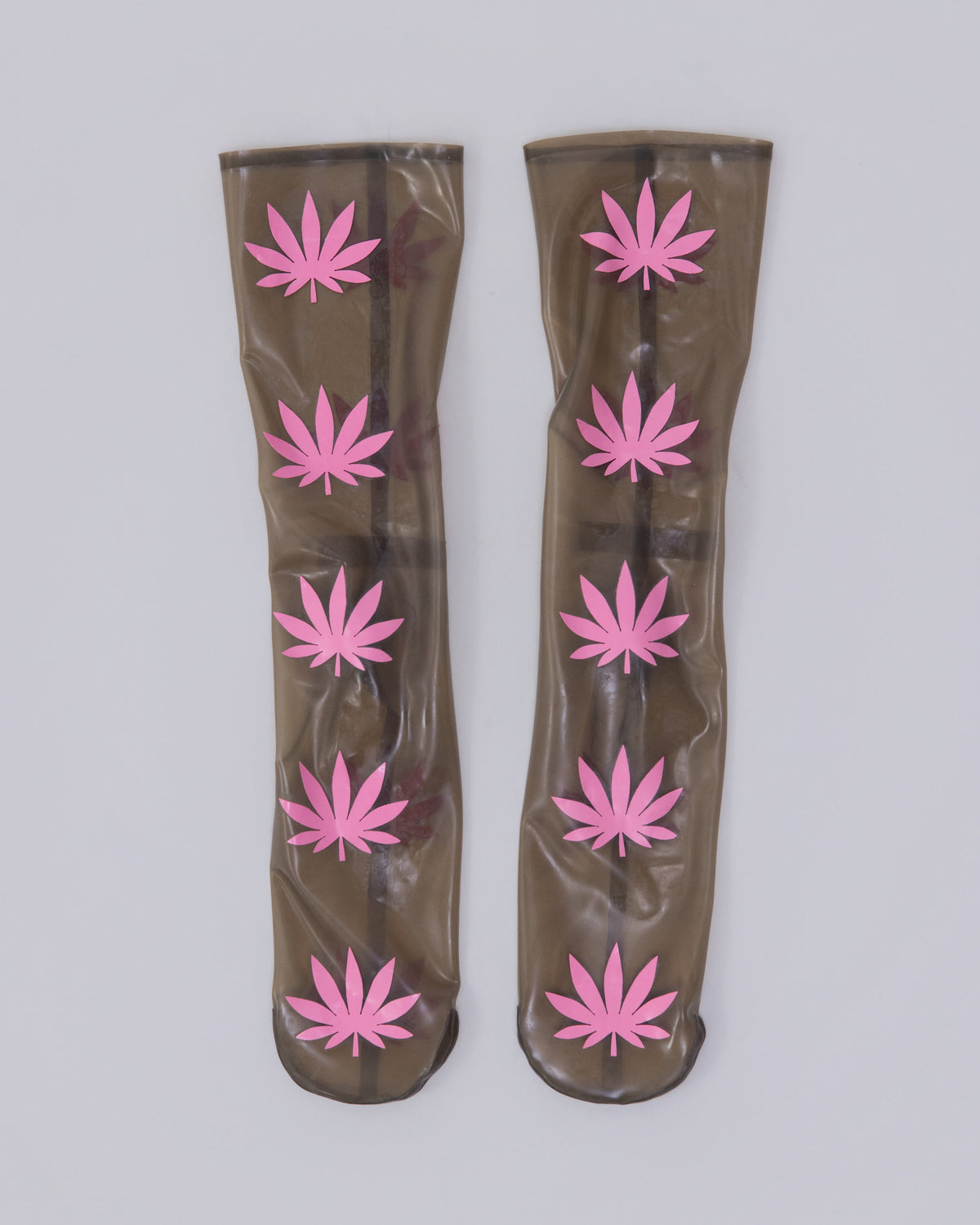 Prngrphy - Latex Weed Socks (Black/Pink)