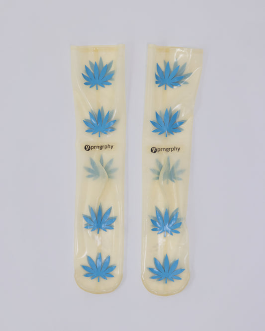 Prngrphy - Latex Weed Socks (Nude/Aqua)