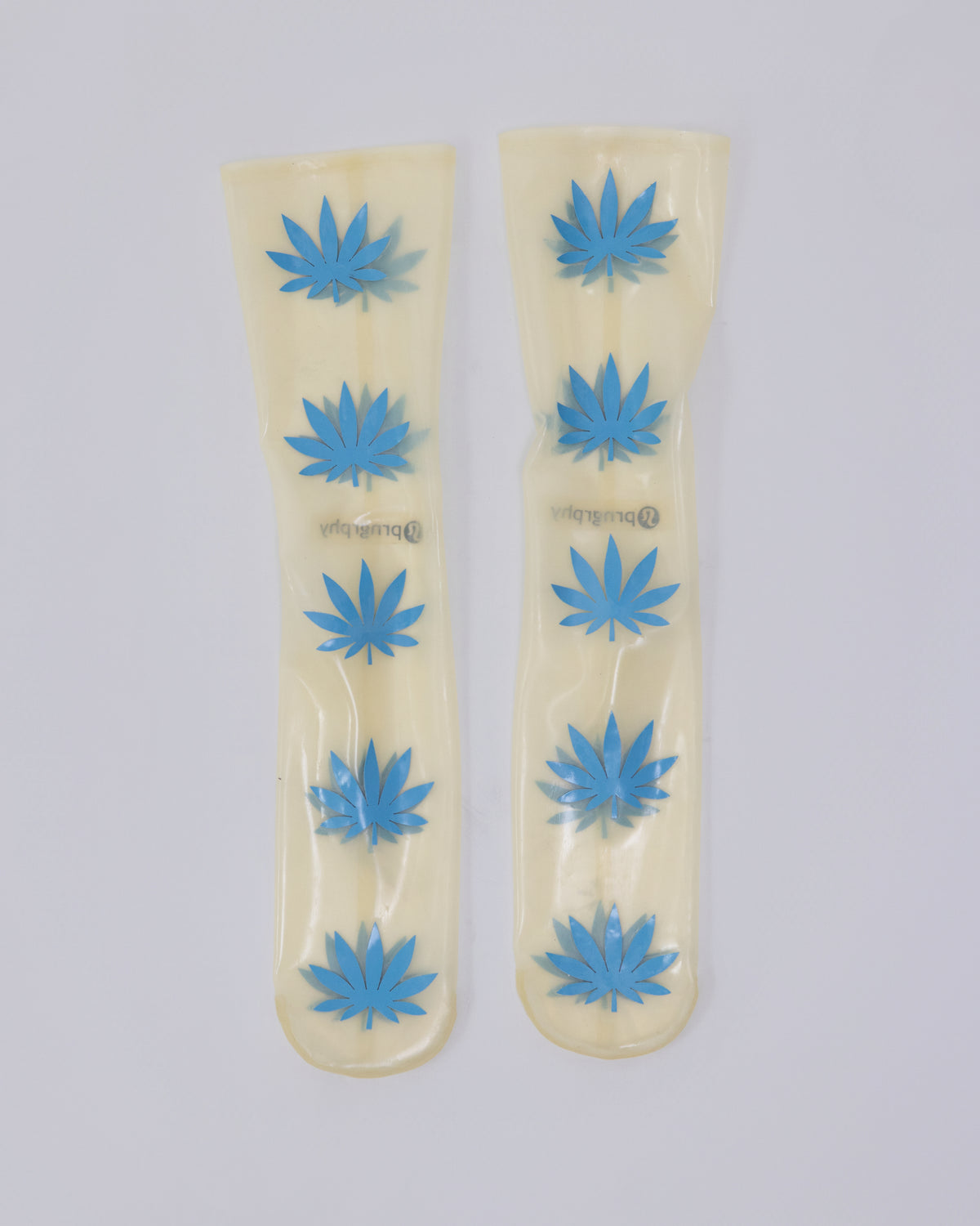 Prngrphy - Latex Weed Socks (Nude/Aqua)