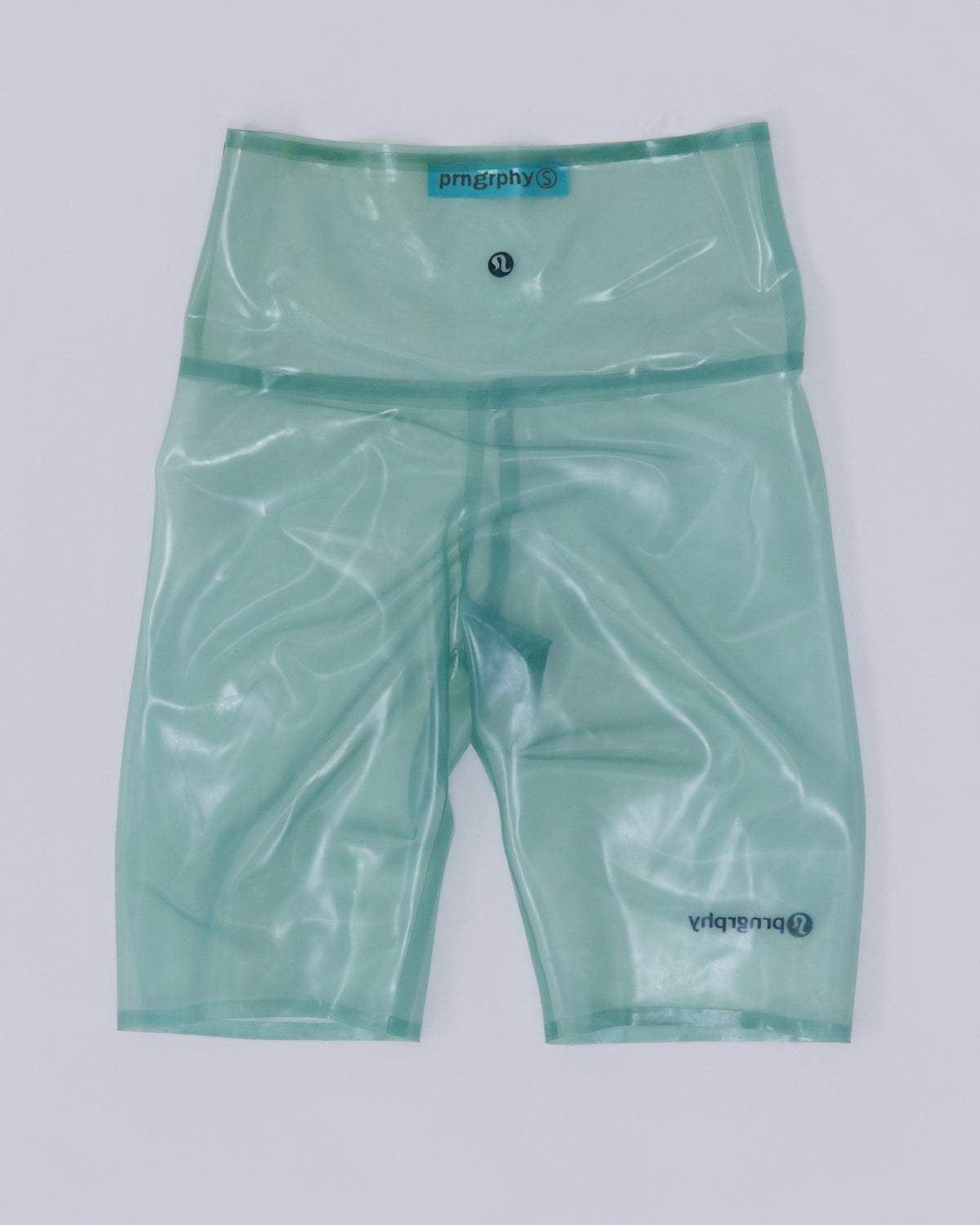 Prngrphy - Delulu Latex Biker Shorts (Aquamarine)
