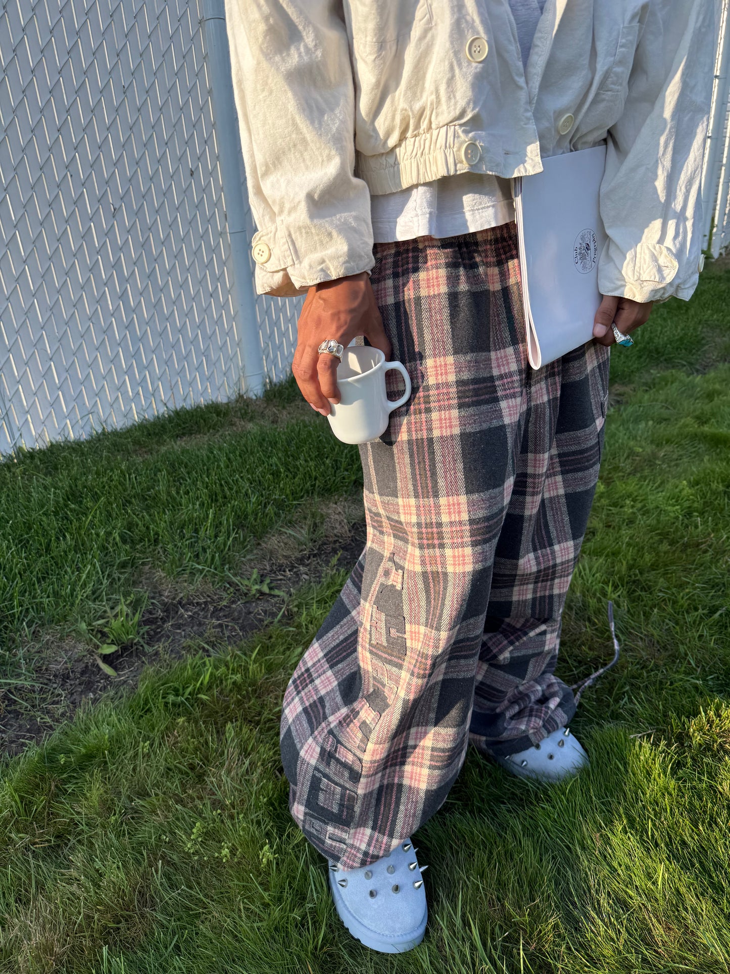 Prngrphy - Plaid Varsity Sweats (PINK/GREEN)