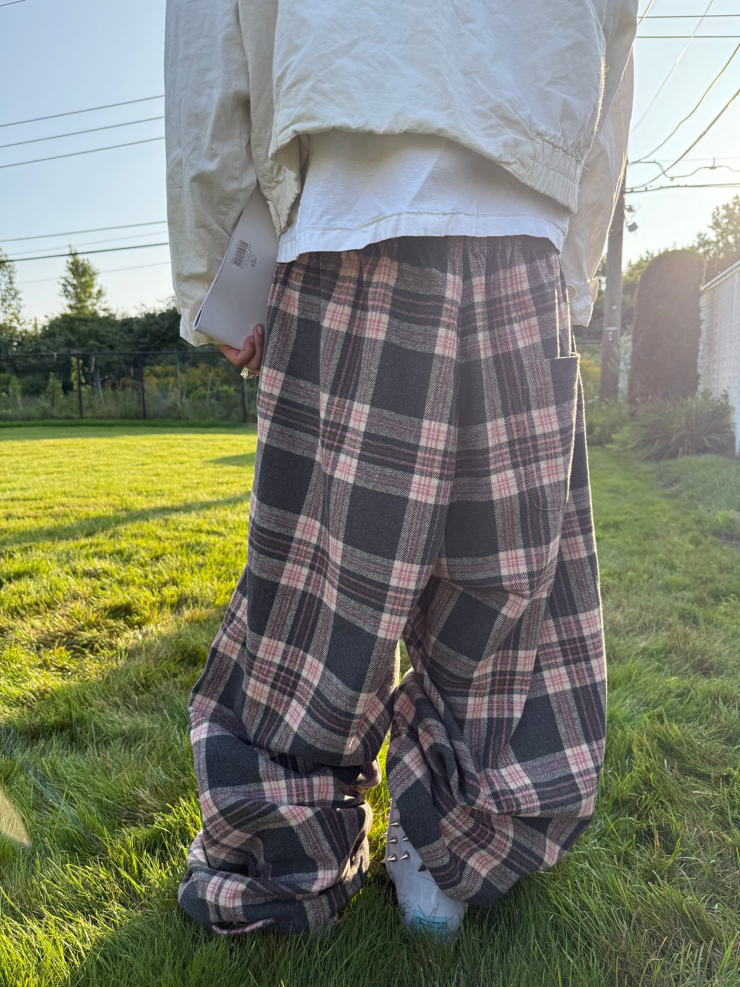 Prngrphy - Plaid Varsity Sweats (PINK/GREEN)
