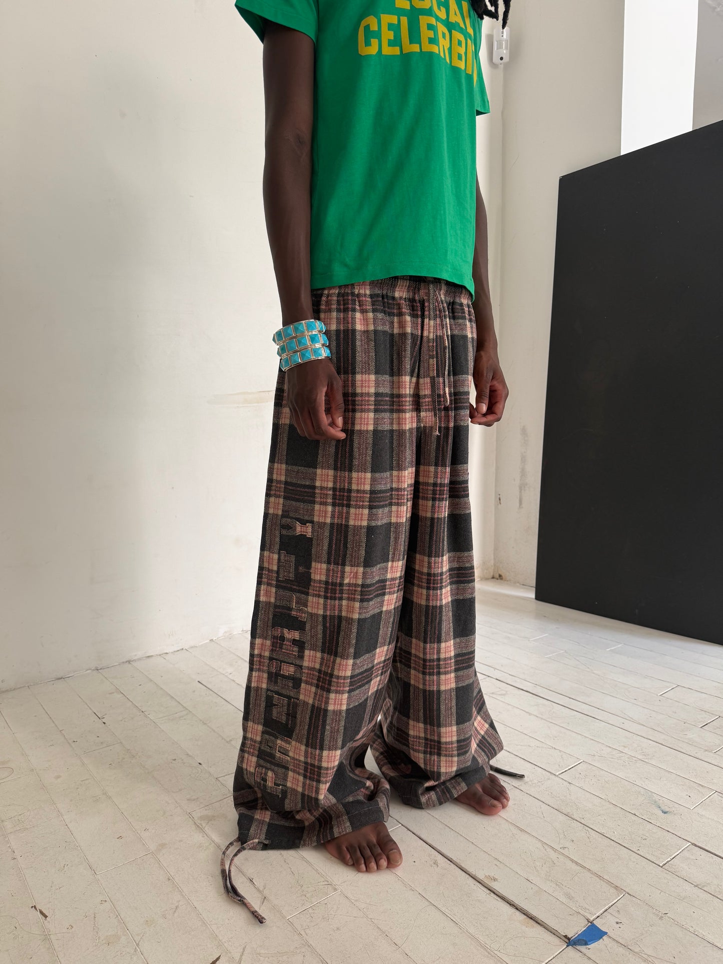 Prngrphy - Plaid Varsity Sweats (PINK/GREEN)