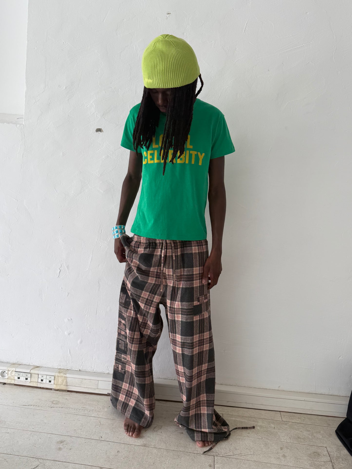 Prngrphy - Plaid Varsity Sweats (PINK/GREEN)