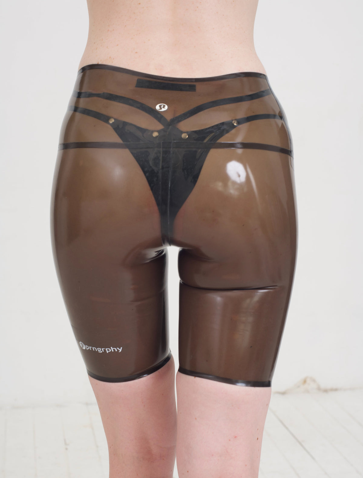 Prngrphy - Delulu Latex Biker Shorts (Black)