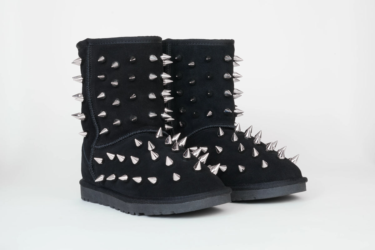 prngrphy Studded Suede Boot XL - ULTRA BLACK