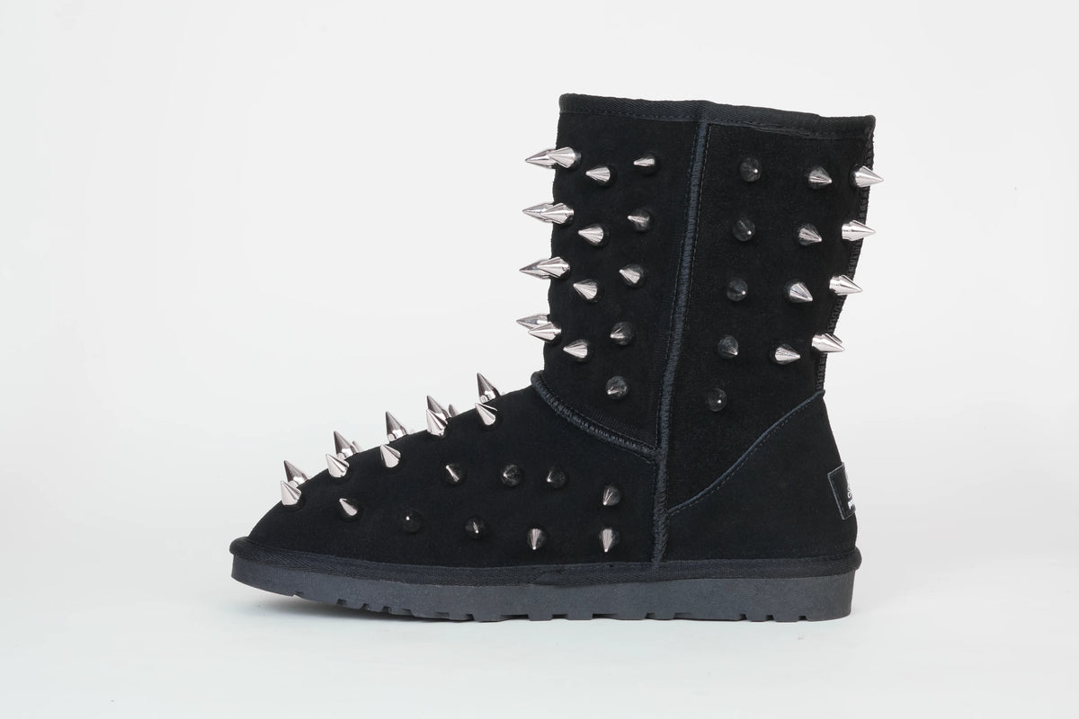 prngrphy Studded Suede Boot XL - ULTRA BLACK