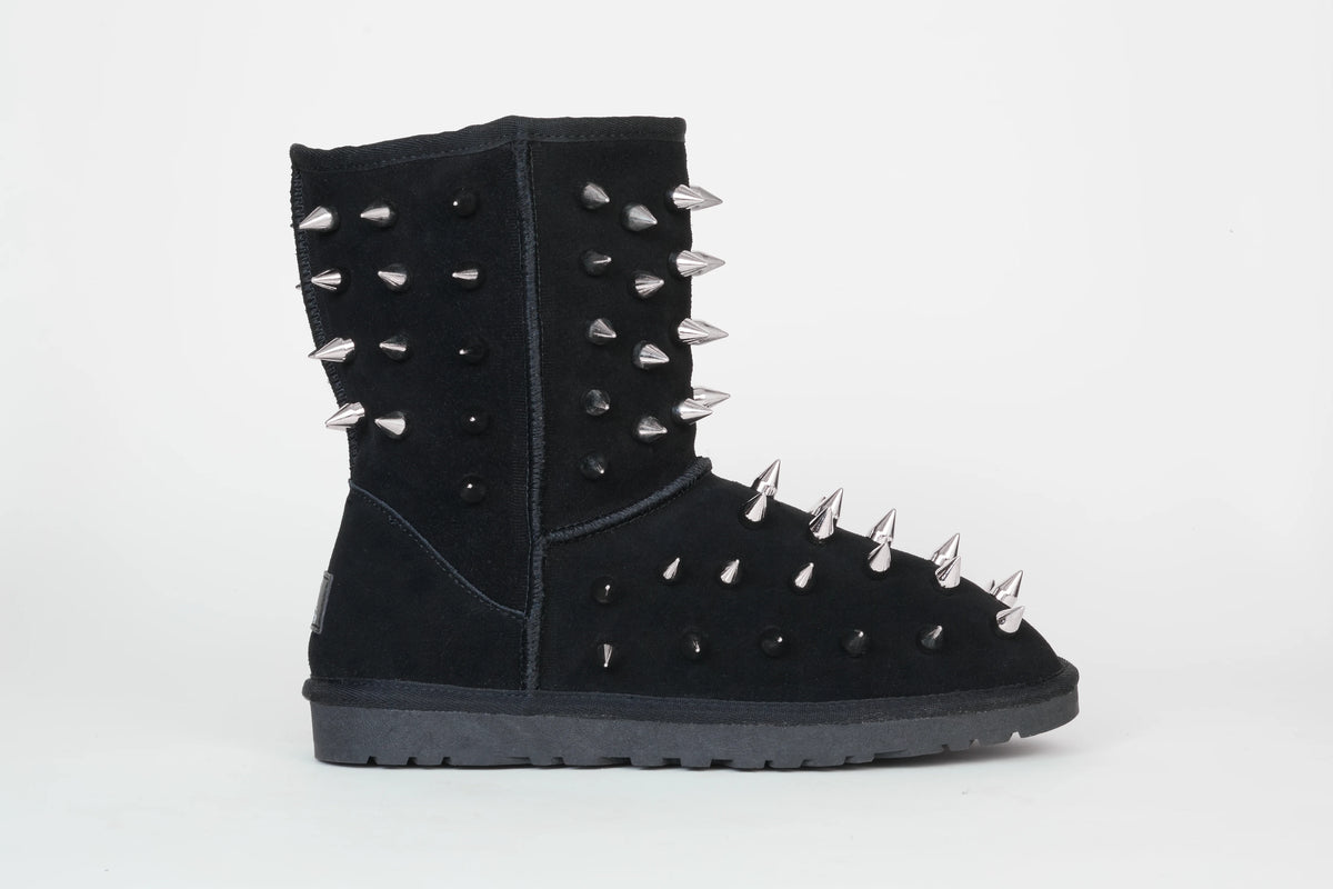 prngrphy Studded Suede Boot XL - ULTRA BLACK