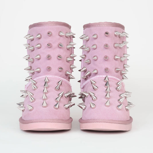 prngrphy Studded Suede Boot XL - GHOST PINK