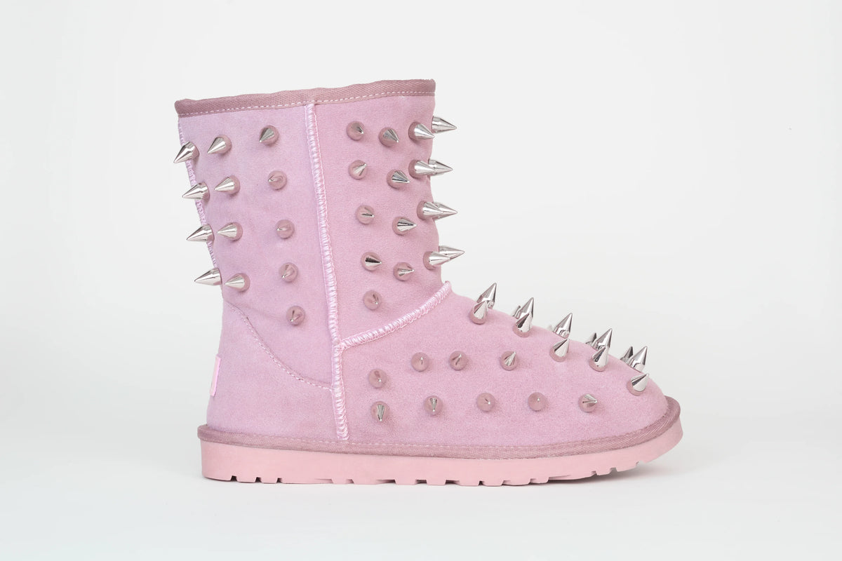 prngrphy Studded Suede Boot XL - GHOST PINK